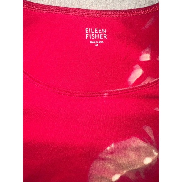 EILEEN FISHER Red Organic Cotton Crew Neck Sz M | Sustainable Minimalist Casua - Picture 3 of 5